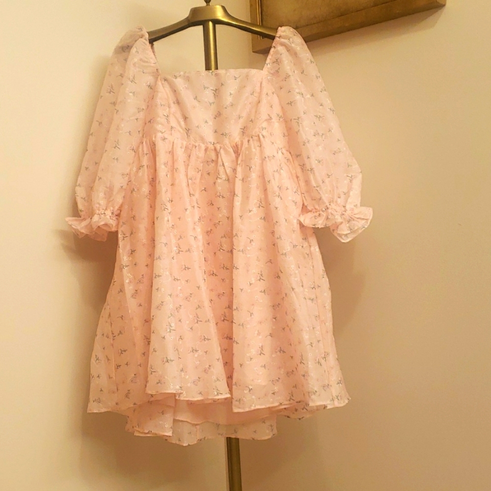NWT- Altar'd State Pink Floral Mini Dress - Picture 5 of 10
